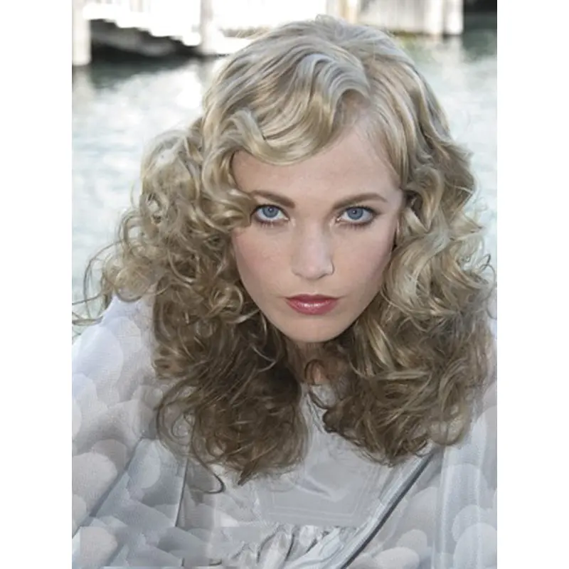 Young Fashion Grey Shoulder Length Curly Lace Front Human Wigs
