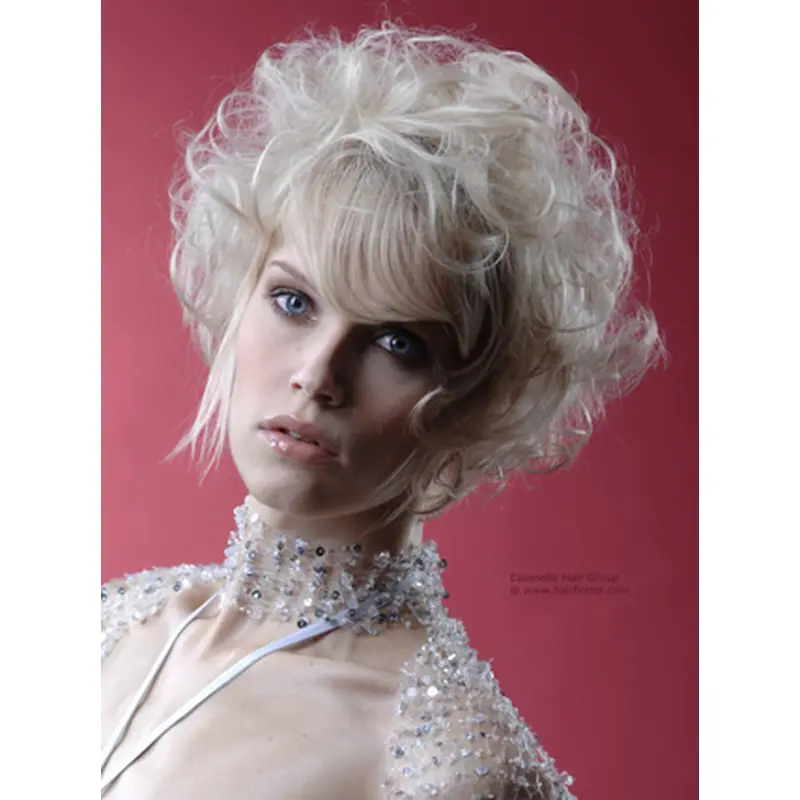 Young Fashion Platinum Blonde Curly Celebrity Short Wigs