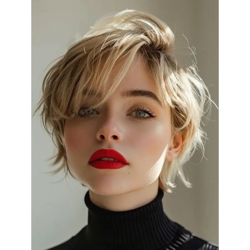 Human Hair Short Wigs 6" Straight Monofilament Blonde Bobs Wigs