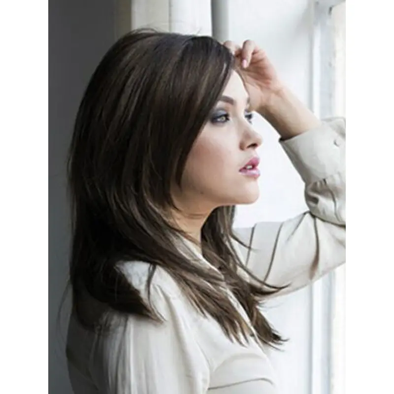 Monofilament 16" Straight Long Human Hair Wigs For Women