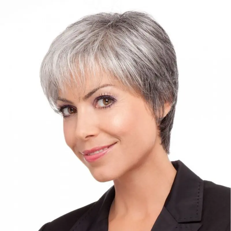 Soft Lace Front Synthetic Short Grey Wigs