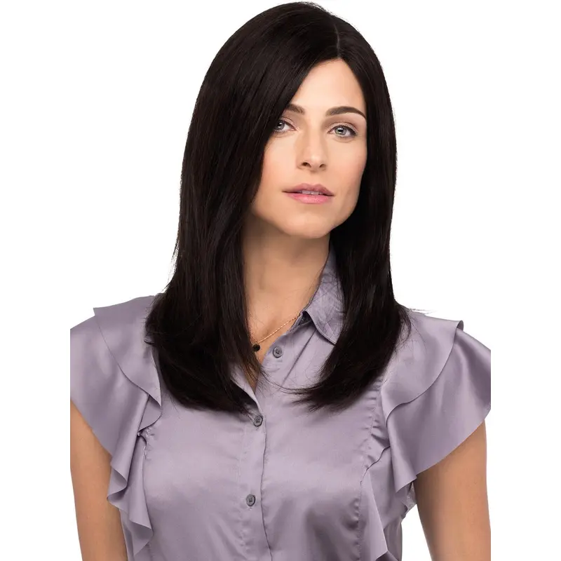 Straight Black With Bangs Human Hair Wigs