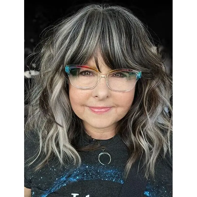 With Bangs Synthetic Lace Front Wavy Beautiful Long Hair