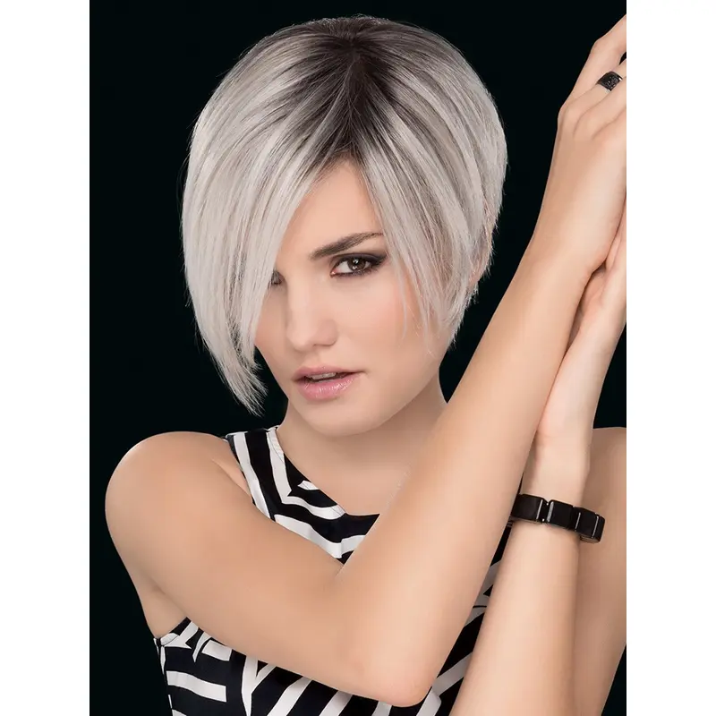 Cropped Straight Without Bangs 100% Hand-Tied Celebrity Synthetic Wigs