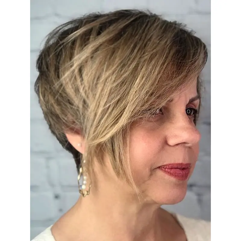 Short Blonde Wigs 8" Boycuts Monofilament Synthetic Straight Wigs