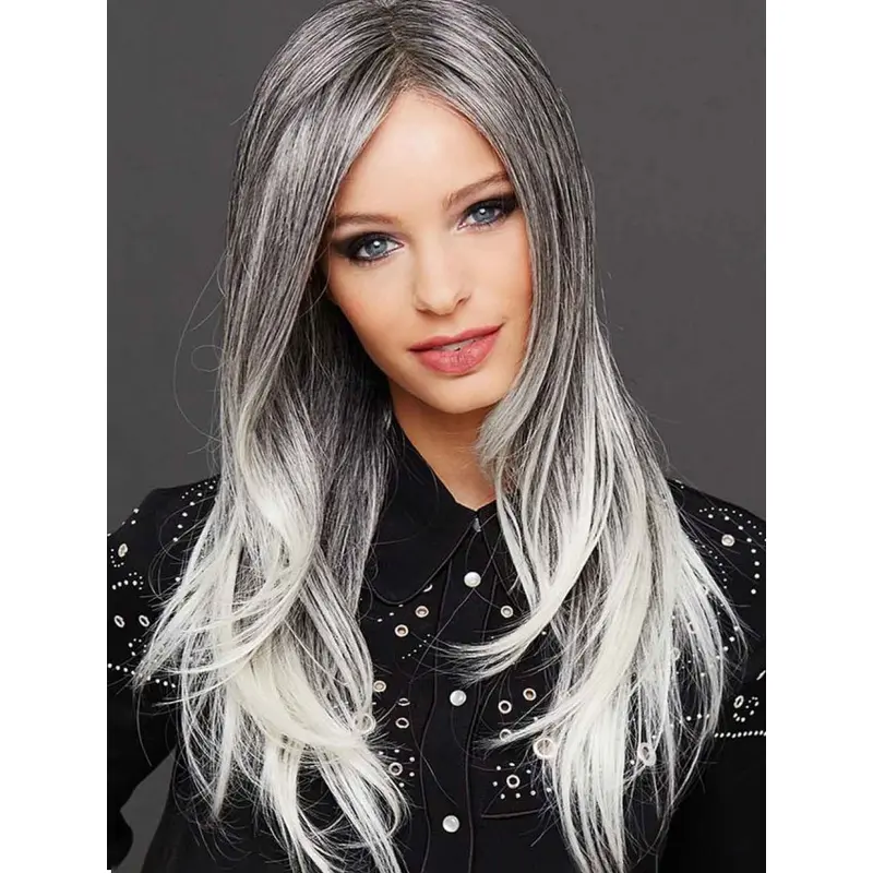 Straight Ombre/2 Tone Long Synthetic Popular Monofilament Wigs