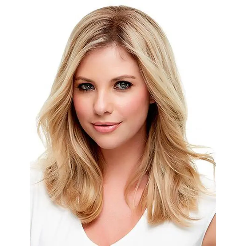 16" Wavy Without Bangs Human Hair Wigs