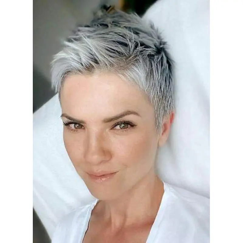 4" Grey Straight Boycuts Wigs Online