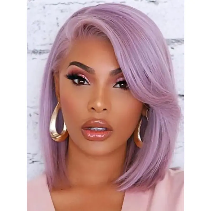 African American Bob Wigs Monofilament 12" Purple Wigs