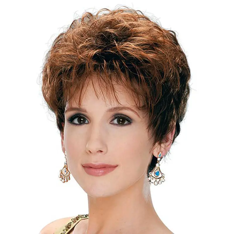 Polite Brown Curly Short Classic Wigs