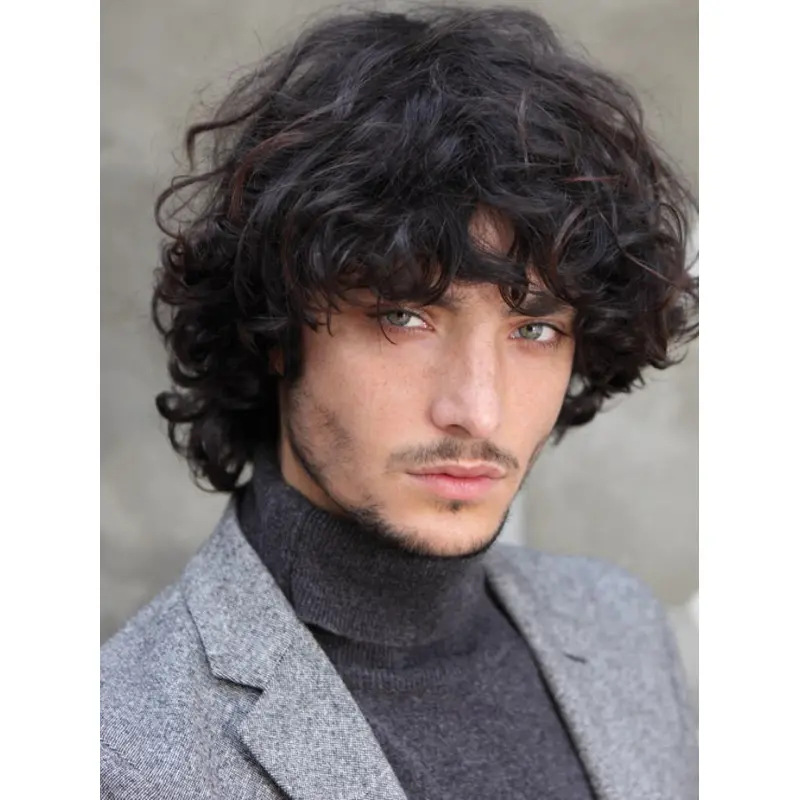 Stylish Curly Full Lace Short Men Wigs