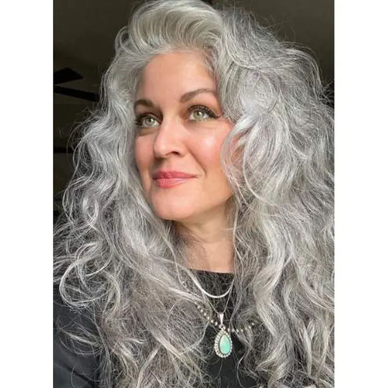 Wavy Layered 16" Grey Long Hair Wig