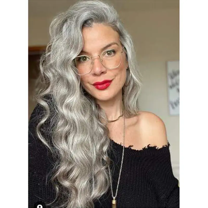 Wavy Layered 18" Grey Long Hair Wigs