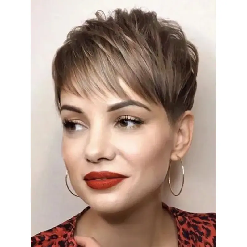 Wigs Short Hair Straight Blonde Remy Human Hair 4" Boycuts Wigs