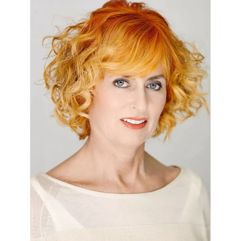 12" Curly Chin Length Lace Front With Bangs Grey Wigs