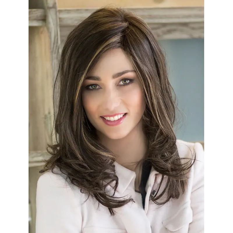 16" Long Brown Without Bangs Remy Human Hair Popular Lace Wigs