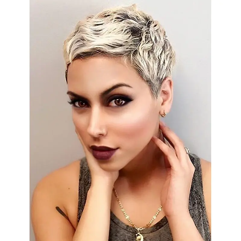 4" Boycuts Synthetic Straight Hairstyles For Short Hair