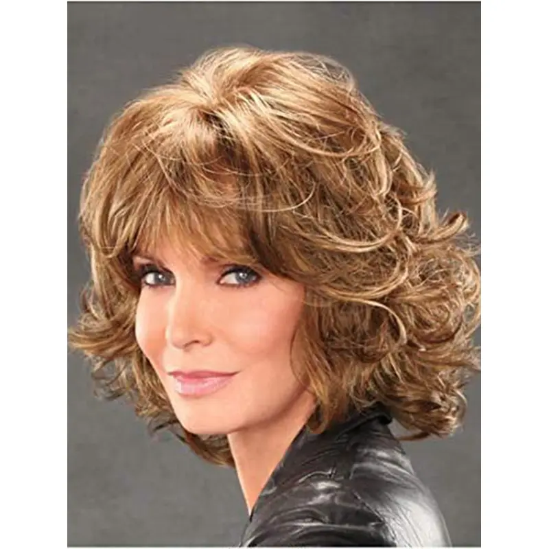 Curly Blonde Chin Length Synthetic Capless Bobs Jaclyn Smith Wigs