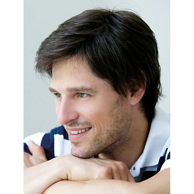 Suitable Black Lace Front Short Men Wigs