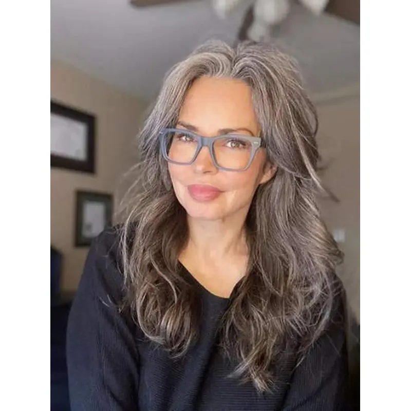 Wavy Layered 16" Grey Women Long Hair Wigs
