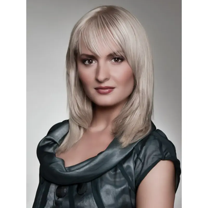 Young Fashion Grey Shoulder Length Lace Front Synthetic Wigs
