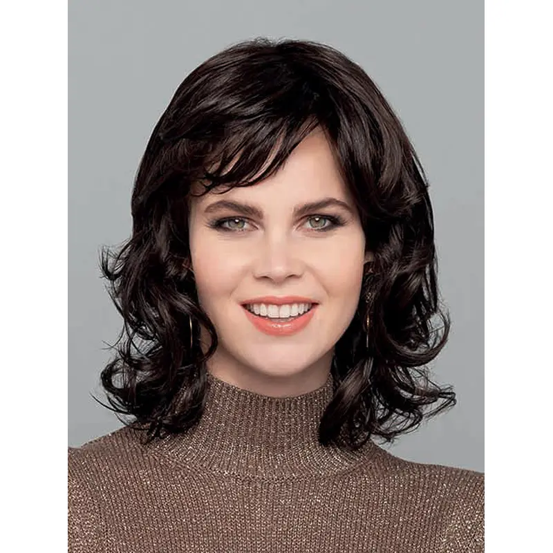 Curly Black Monofilament Synthetic 14" Medium Wigs Women