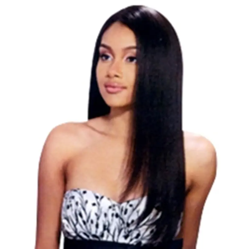 Elegant Black Straight Remy Human Hair Long Wigs