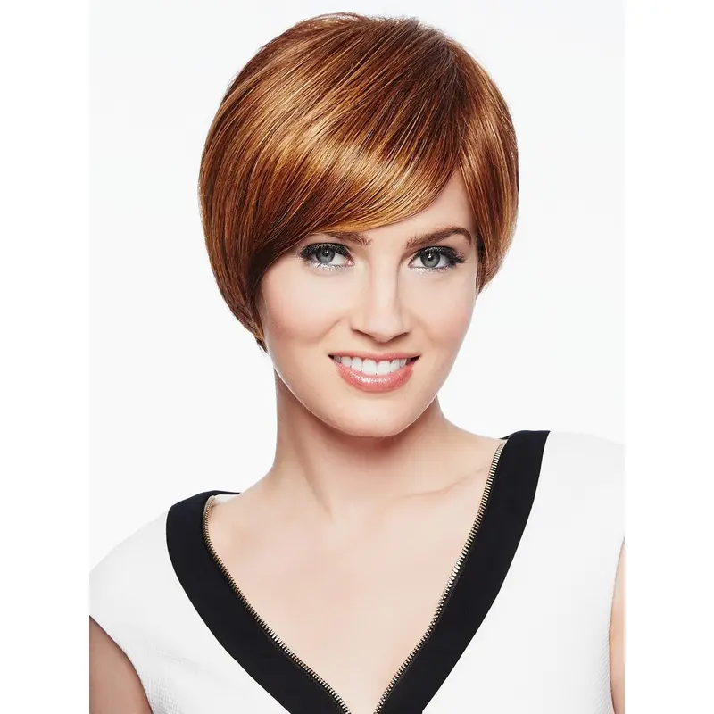 Straight Copper With Bangs 6" Synthetic Capless Wigs