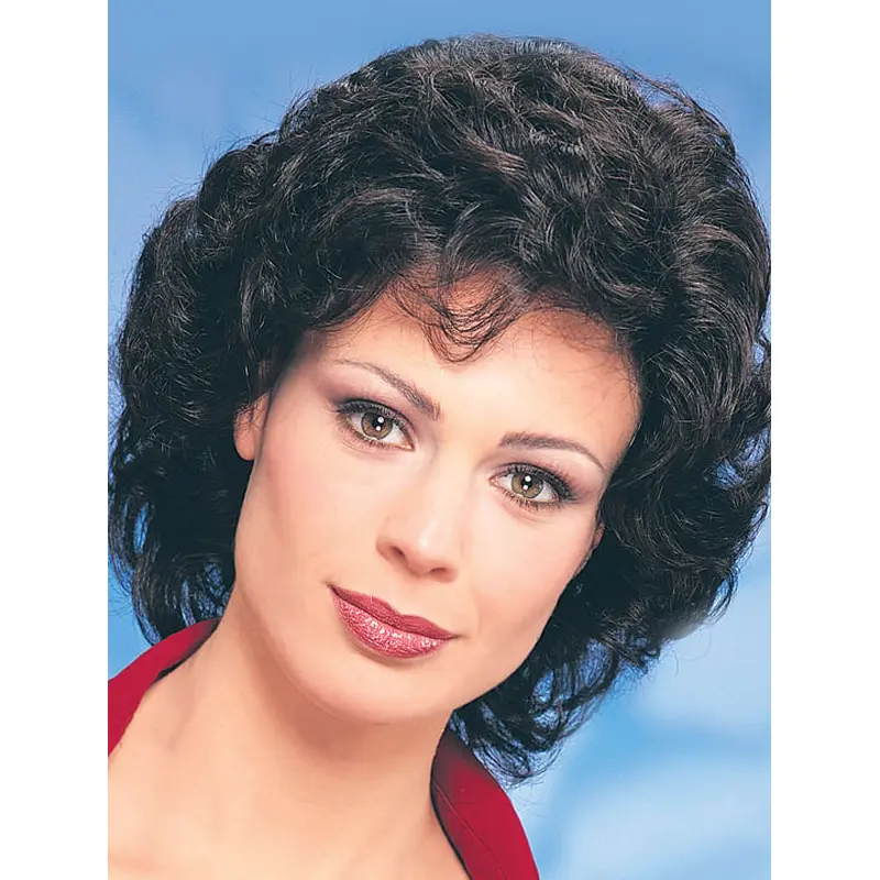 Synthetic Chin Length Curly Black Soft Classic Wigs