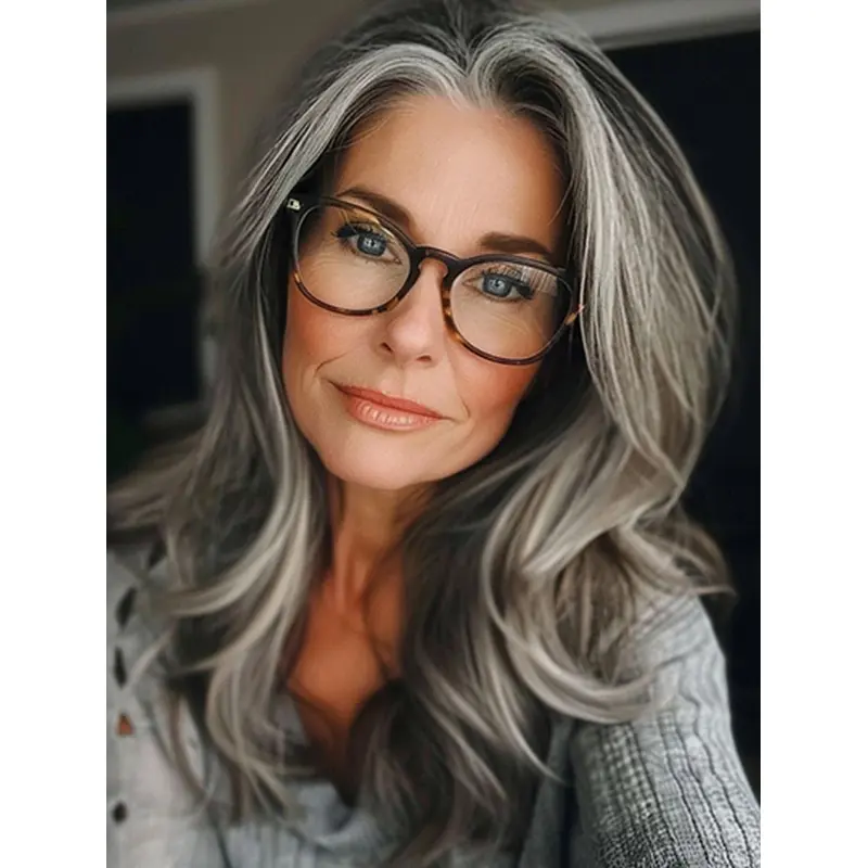 16" Grey Wavy Layered Monofilament Wig Sale