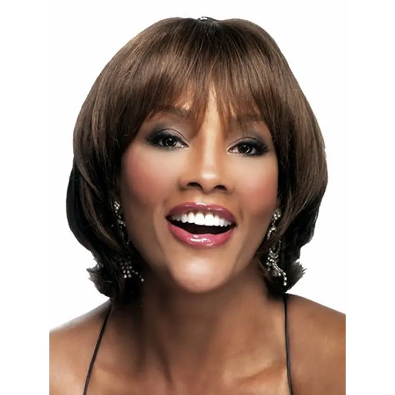 Durable Brown Wavy Chin Length African American Wigs