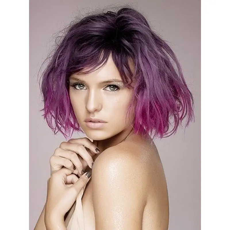 Wavy Lace Front Purple 100% Indian Remy Hair Ombre Wigs