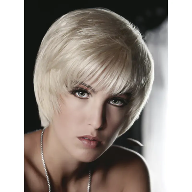 Young Fashion Platinum Blonde Short Mono Wigs