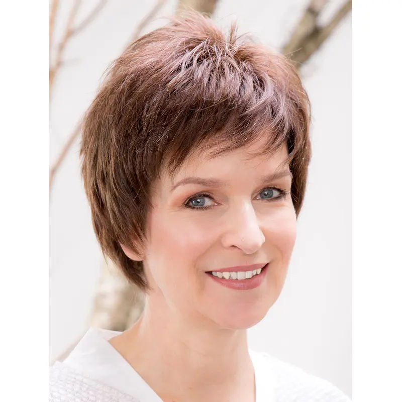100% Hand-tied 6" Fabulous Brown Boycuts Human Hair Wigs