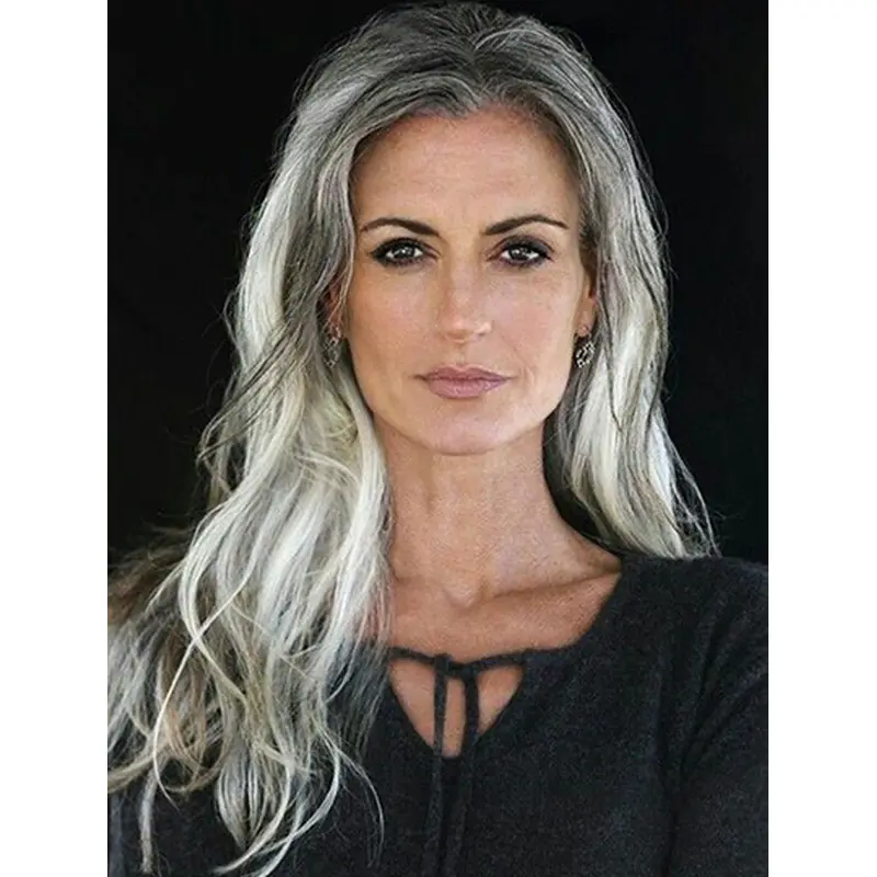 18" Long Grey Without Bangs Stylish Lace Wigs