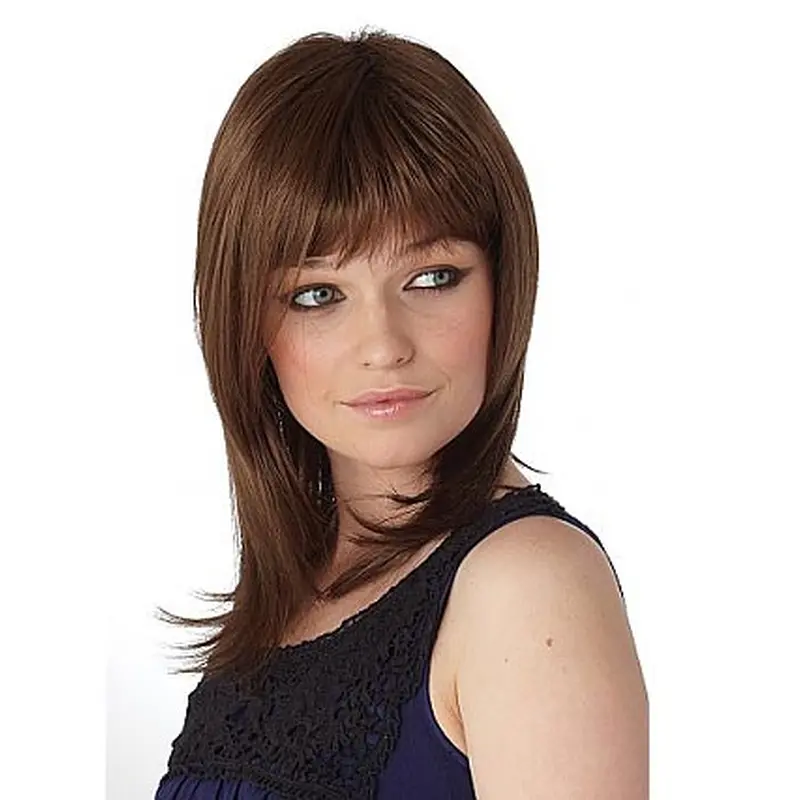 Comfortable Auburn Straight Shoulder Length Synthetic Wigs