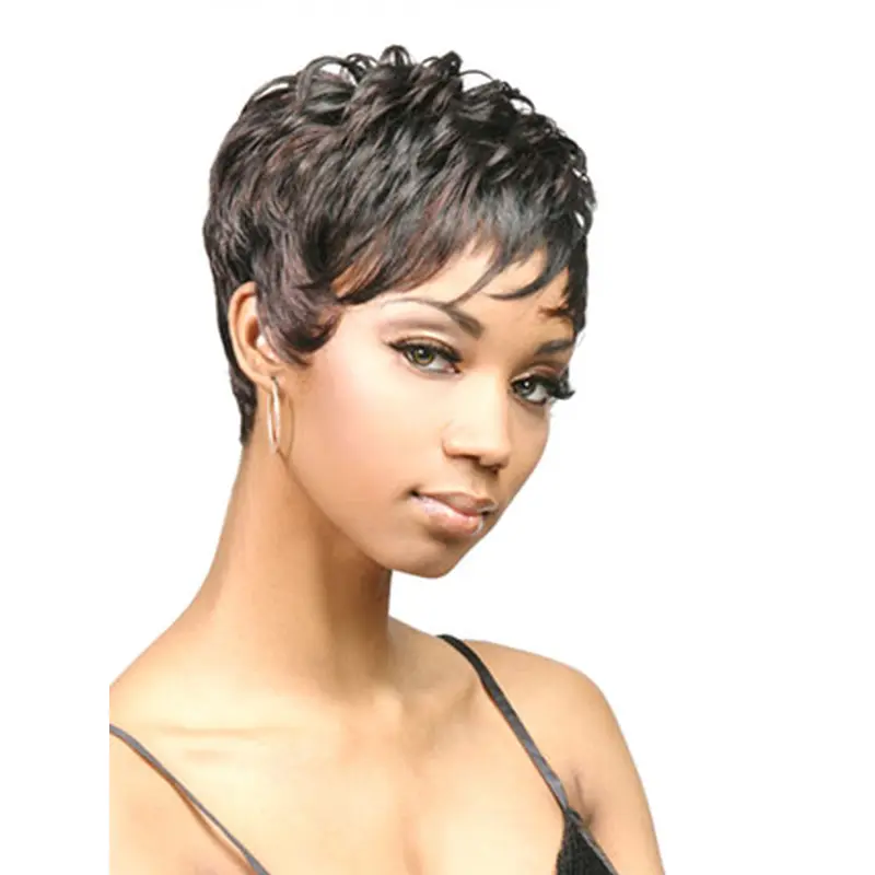 Easy Black Wavy Cropped African American Wigs