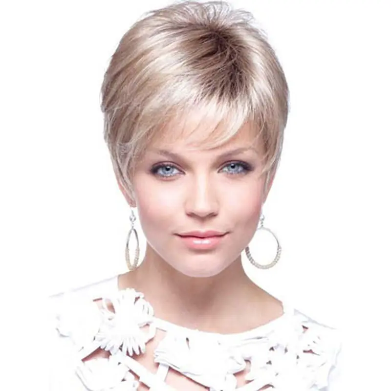 Elegant Blonde Straight Cropped Petite Wigs