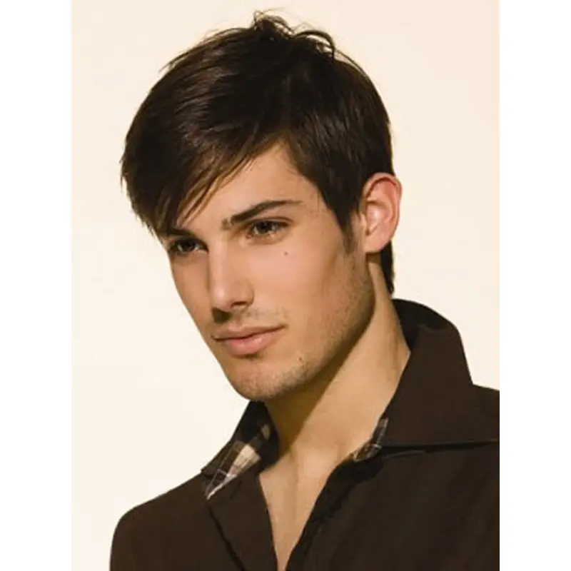 Lace Front Straight Remy Human Hair Sleek Men Wigs