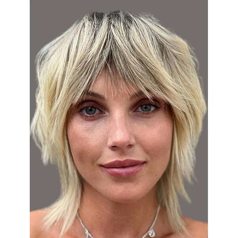 Mono Wig 12" Blonde Synthetic Layered Shoulder Length Straight Wigs