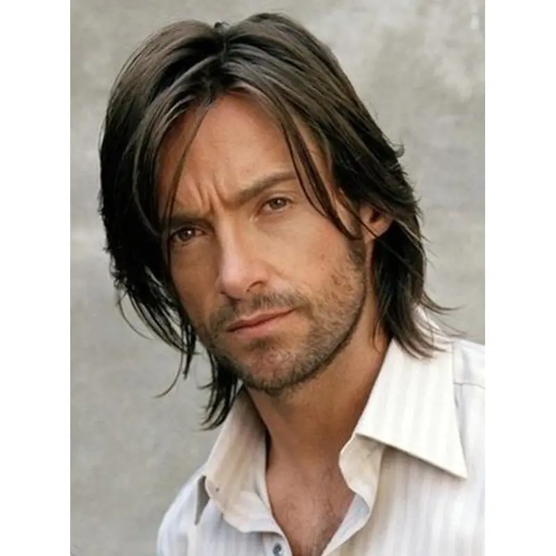 Top Straight Hand Tied Chin Length Men Wigs