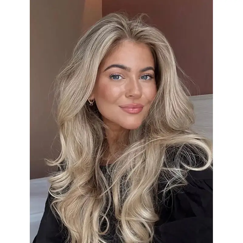 Wavy Blonde Layered 18" Lace Front Long Wigs
