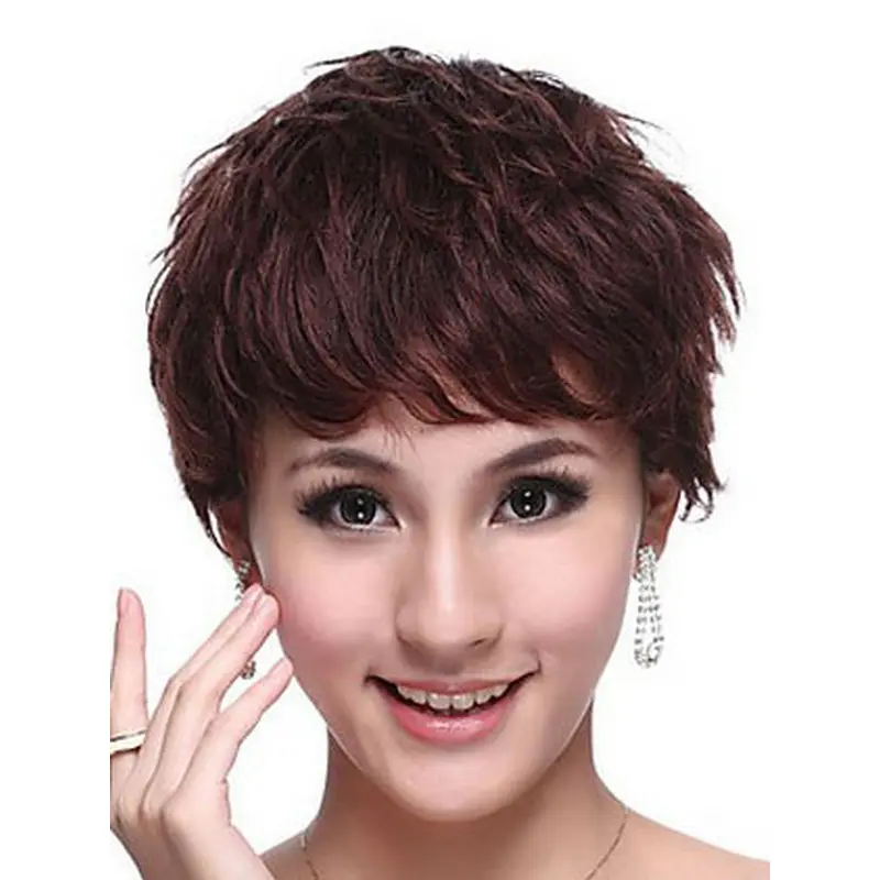 Wholesome Auburn Boycuts Wavy Short Wigs
