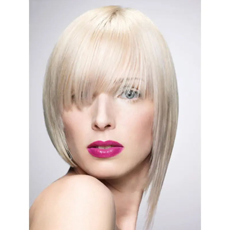 Young Fashion Platinum Blonde Favorite With Bangs White Mono Part Human Wigs