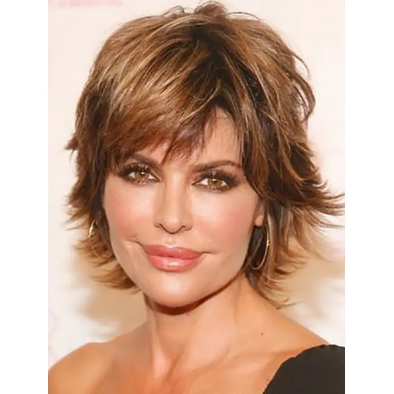 10" Capless Chin Length Synthetic Wavy Lisa Rinna Wigs