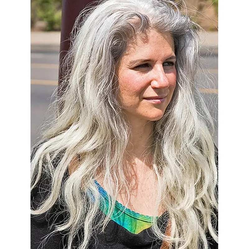18" Long Grey Layered Lace Wigs For Ladies