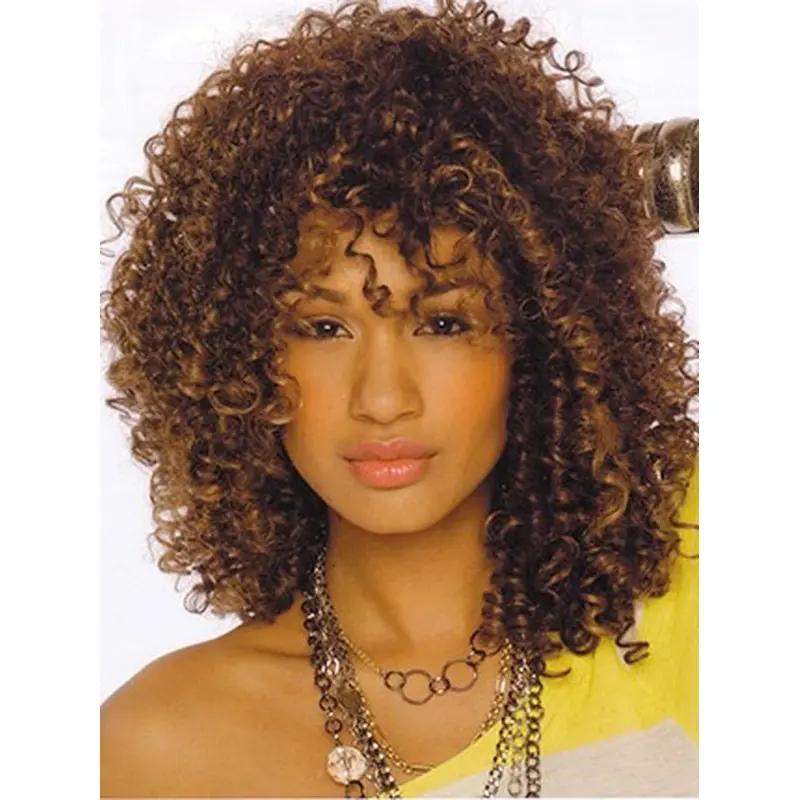 Brown Curly Synthetic Tempting Medium Wigs