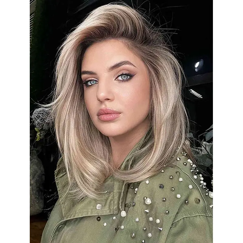 Shoulder Length 14" Blonde Synthetic Wig Lace