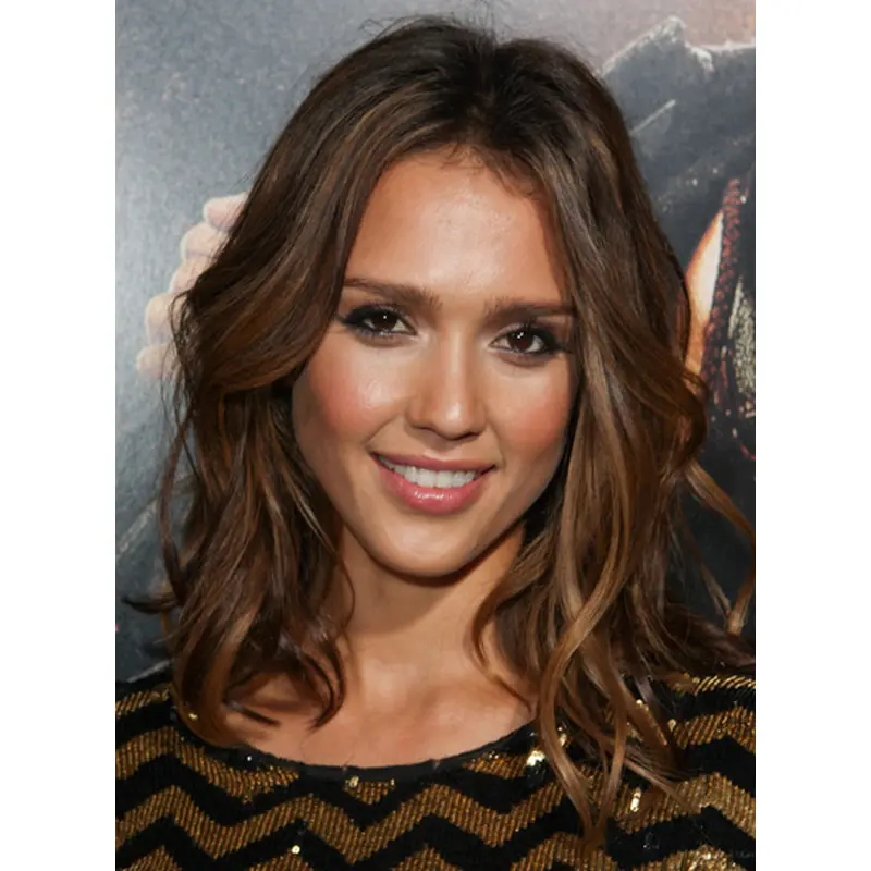 Glamorous Auburn Wavy Shoulder Length Jessica Alba Wigs