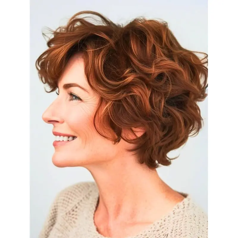 Short Curly Lace Front Wigs 8" With Bangs Wigs